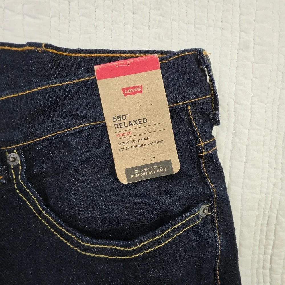 Levi's Jeans 550 Men's Big Tall Size 44x34 Relaxed Straight Stretch Denim NEW